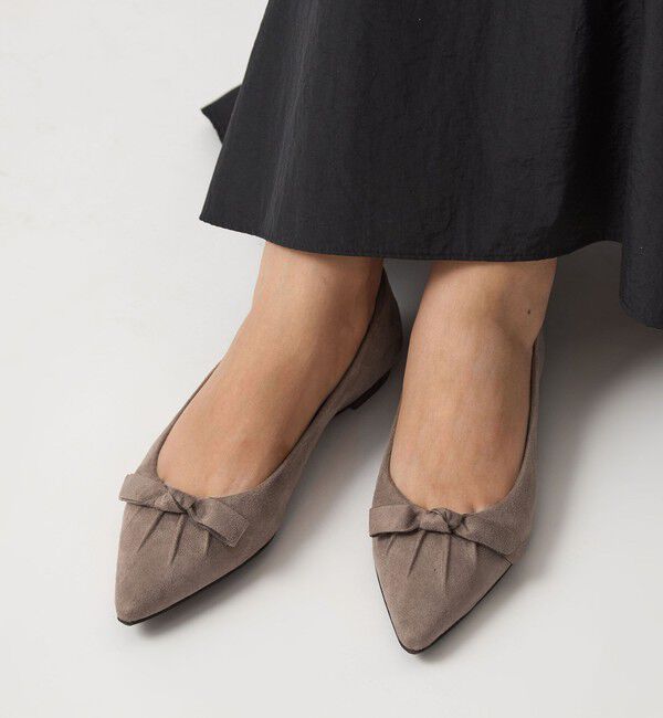 UNITED ARROWS green label relaxing「ポインテッド タックリボン フラットシューズ 撥水 」|パンプス|