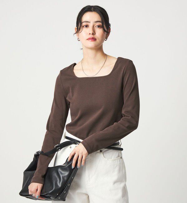 UNITED ARROWS green label relaxing「デコルテ フライス ロングスリーブ プルオーバー」|Tシャツ・カットソー|DK.BROWN