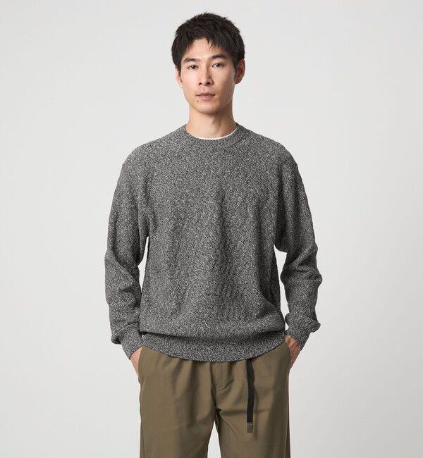 UNITED ARROWS green label relaxing「ジグザグ ミックス クルーネック ニット」|ニット・セーター|BLACK