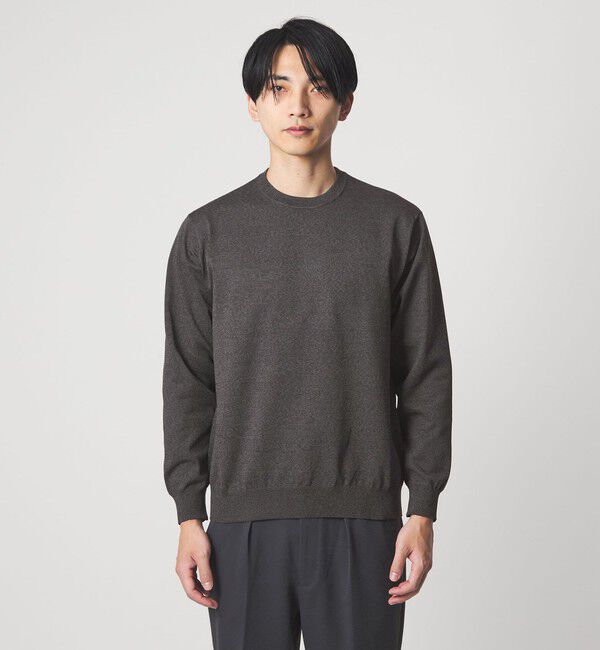 UNITED ARROWS green label relaxing「A+ MOULINE ポリエステル クルーネック ニット -ウォッシャブル-」|ニット・セーター|