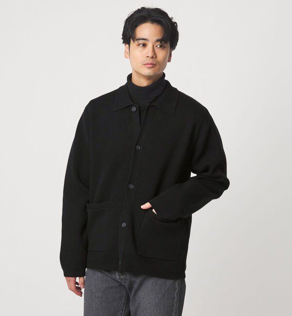 UNITED ARROWS green label relaxing「コットン ポリエステル ポロ カーディガン」|カーディガン|BLACK