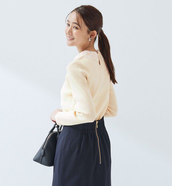 UNITED ARROWS green label relaxing「リブ エリレース 2WAY ニット プルオーバー ウォッシャブル」|ニット・セーター|