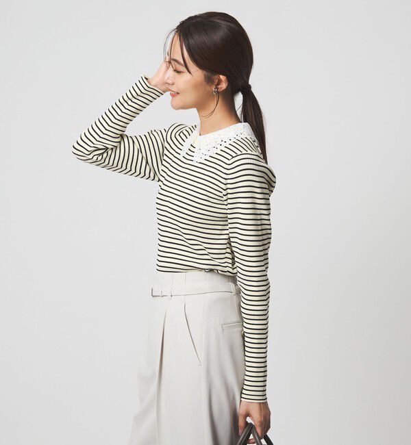 UNITED ARROWS green label relaxing「リブ エリレース 2WAY ニット プルオーバー ウォッシャブル」|ニット・セーター|