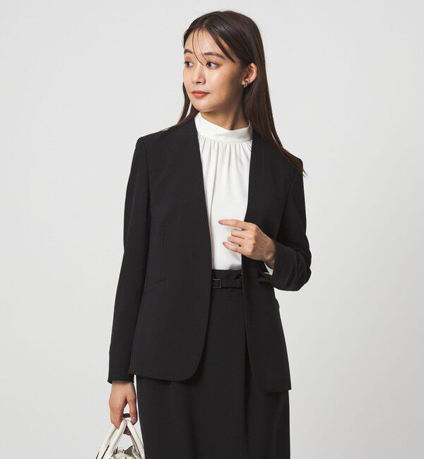 UNITED ARROWS green label relaxing「［size SHORTあり］パウドレ ノーラペル ジャケット ウォッシャブル ストレッチ」|ノーカラージャケット|BLACK