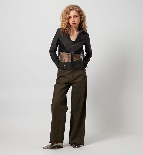 ATTISESSION「＜ATTISESSION＞レース ドッキング シャツ」|シャツ・ブラウス|