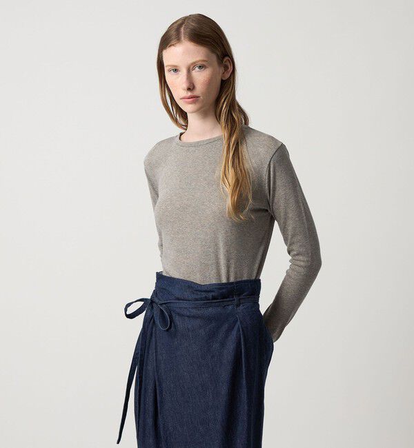 STEVEN ALAN「＜Steven Alan＞ラメ ジャージー ロングスリーブ プルオーバー」|Tシャツ・カットソー|MD.GRAY