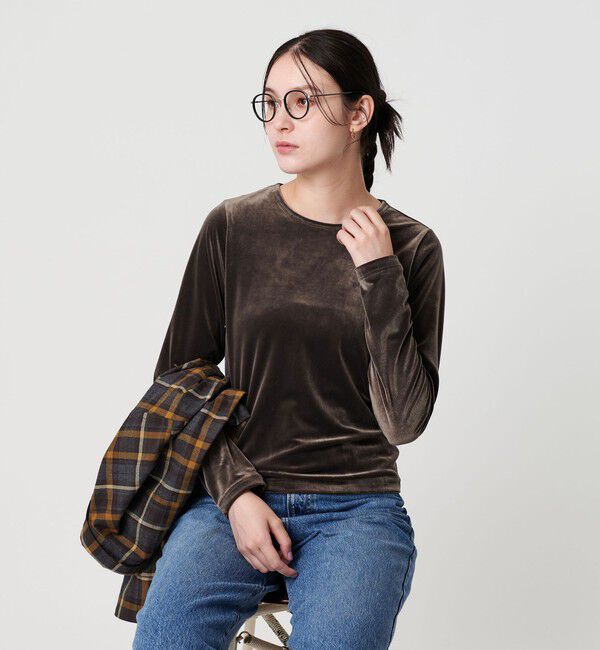 BEAUTY&YOUTH UNITED ARROWS「ポリエステルブレンド ベロアロングスリーブ Tシャツ」|Tシャツ・カットソー|