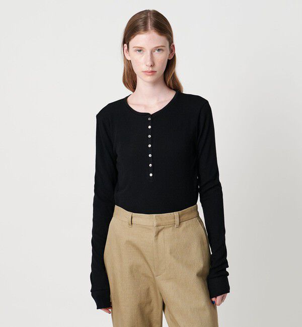 STEVEN ALAN「＜Steven Alan＞ウール リブ ヘンリーネック プルオーバー」|Tシャツ・カットソー|BLACK