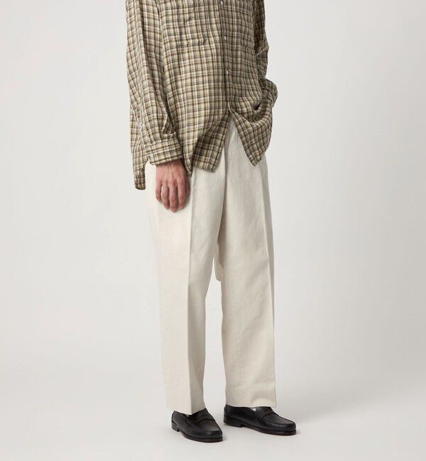 STEVEN ALAN「＜Steven Alan＞ ブラッシュド コットン アウト ワンプリーツ スラックス」|チノ|
