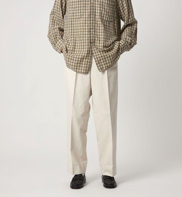 STEVEN ALAN「＜Steven Alan＞ ブラッシュド コットン アウト ワンプリーツ スラックス」|チノ|