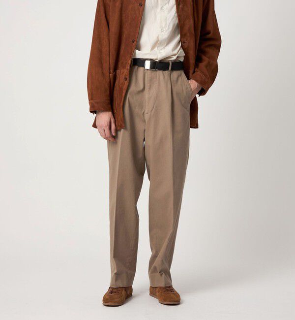 STEVEN ALAN「＜Steven Alan＞ ブラッシュド コットン アウト ワンプリーツ スラックス」|チノ|BEIGE