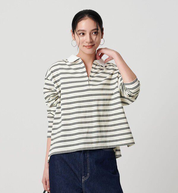 BEAUTY&YOUTH UNITED ARROWS「【WEB限定】マルチボーダー ハーフジッププルオーバー」|Tシャツ・カットソー|OFF WHITE