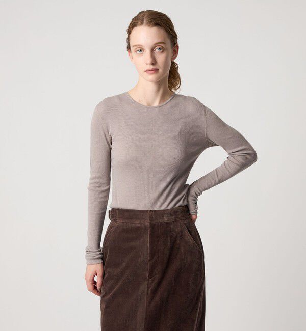 STEVEN ALAN「＜Steven Alan＞コットン シルク リブ クルーネック カットソー」|Tシャツ・カットソー|BEIGE