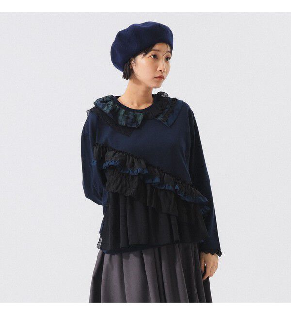 BEAMSBOY「【別注】TORI-TO / フリルカラー Tシャツ」|Tシャツ・カットソー|NAVY