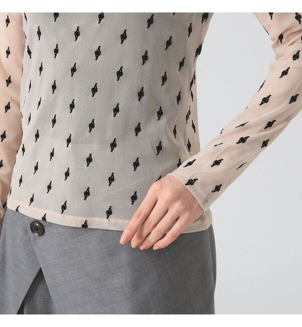 Ray BEAMS 「フロッキー プリント シアー ラウンドネック トップス」|Tシャツ・カットソー|