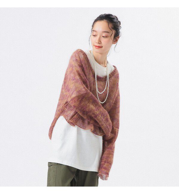 BEAMSBOY「カスリ モヘア ベースボール」|ニット・セーター|PURPLE