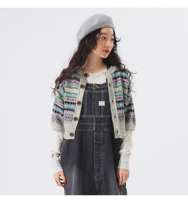 BEAMSBOY「フェアアイル 5分袖 カーディガン」|ベスト・ジレ|