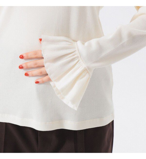 BEAMSBOY「リブ フリル ギャザー ロングスリーブ」|Tシャツ・カットソー|