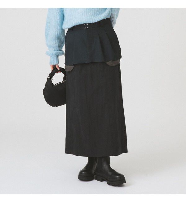 Ray BEAMS 「異素材 レイヤード スカート」|スカート|BLACK