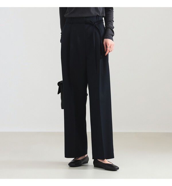 Demi-Luxe BEAMS 「ポリエステル ウール 2ループ ワイドパンツ」|チノ|