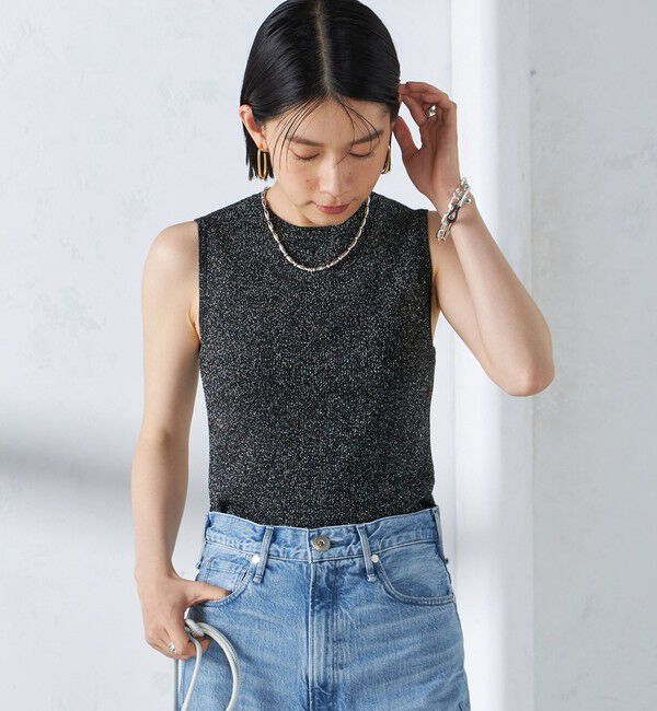 SHIPS for women「〈手洗い可能〉ラメ ノースリーブ ニット」|ニット・セーター|