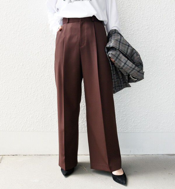 SHIPS for women「ウエスト ベルト デザイン セミワイド パンツ」|その他|ブラウン