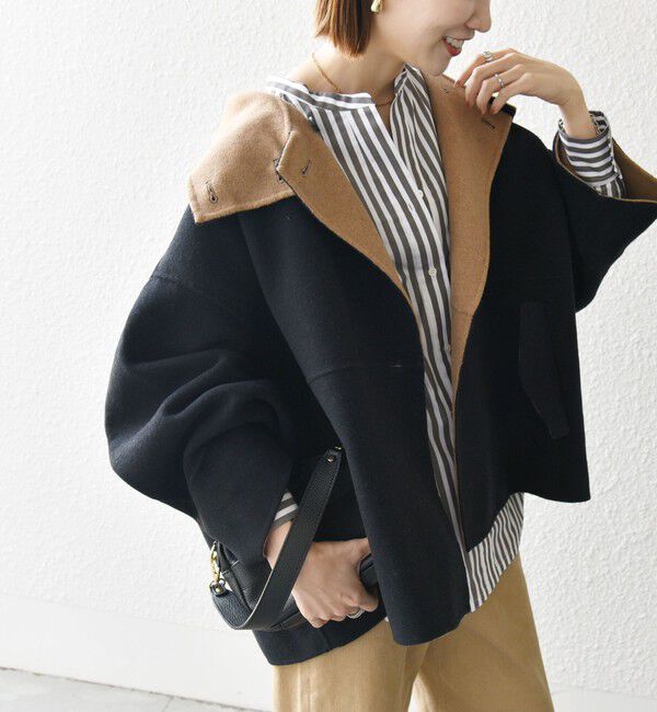 SHIPS any「【WEB限定】SHIPS any: リバー スタンドカラー ポンチョ ショート コート」|その他|