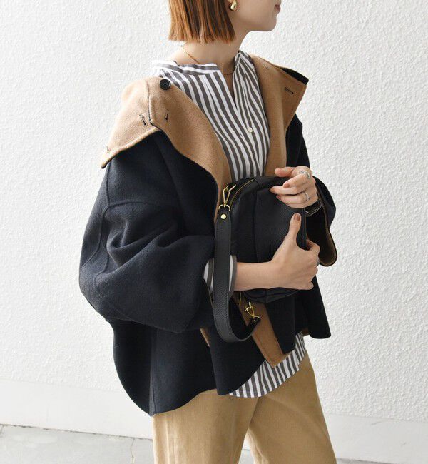 SHIPS any「【WEB限定】SHIPS any: リバー スタンドカラー ポンチョ ショート コート」|その他|