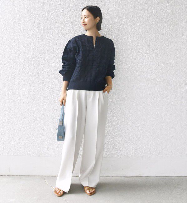 SHIPS for women「【WEB限定】〈洗濯機可能〉2WAY フラワー ジャカード ハーフ ジップ プルオーバー」|ニット・セーター|