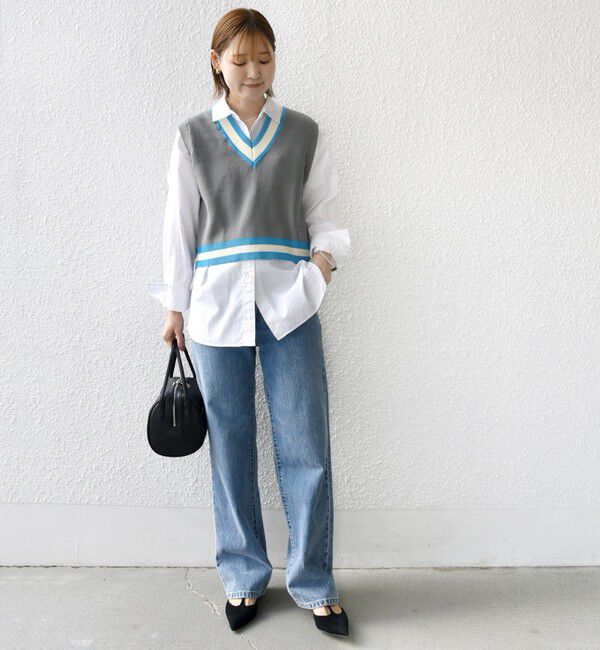 SHIPS for women「〈手洗い可能〉刺繍 チルデン ショート ベスト」|ベスト・ジレ|