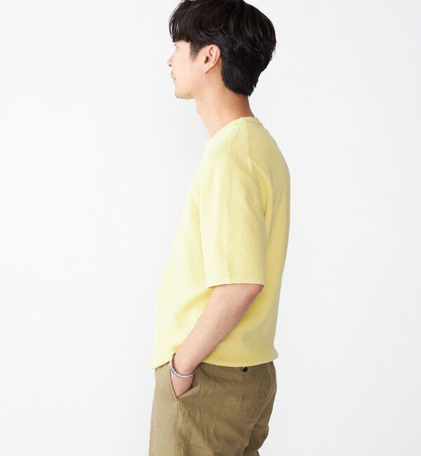 SHIPS「SHIPS:〈手洗い可能〉リネン バスケット ニット Tシャツ」|Tシャツ・カットソー|