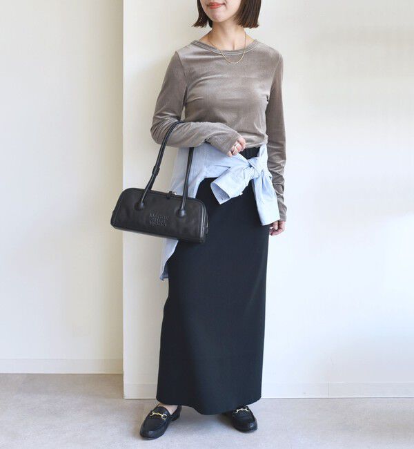 SHIPS for women「〈手洗い可能〉シアー トリコット  ポリエステル ベロア 前後2WAY ロングスリーブ」|Tシャツ・カットソー|