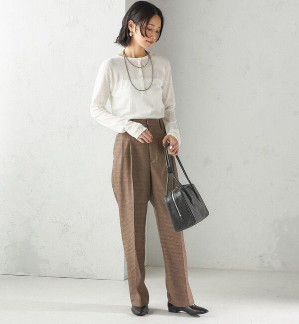 SHIPS for women「《一部追加予約》【SHIPS別注】miller: シアー ヘンリー ネック ロング スリーブ TEE」|Tシャツ・カットソー|