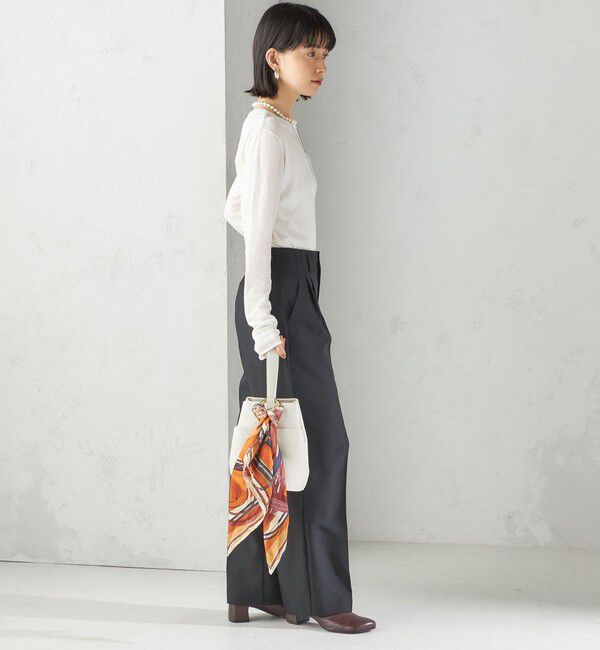 SHIPS for women「《一部追加予約》【SHIPS別注】miller: シアー ヘンリー ネック ロング スリーブ TEE」|Tシャツ・カットソー|