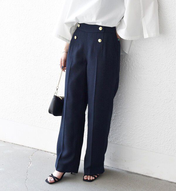 SHIPS any「SHIPS any:〈洗濯機可能〉ツイード ライク マリン パンツ［NAVY BLUE］」|スラックス|ネイビー