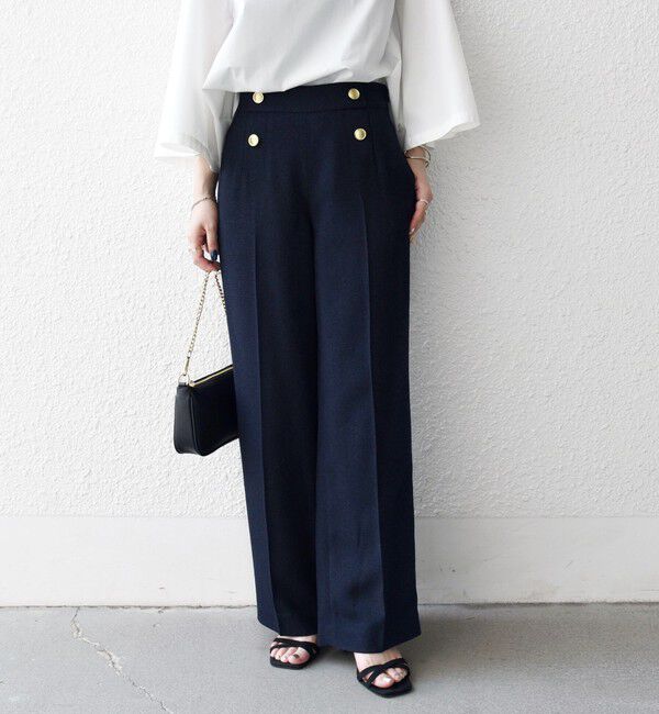 SHIPS any「SHIPS any:〈洗濯機可能〉ツイード ライク マリン パンツ［NAVY BLUE］」|スラックス|