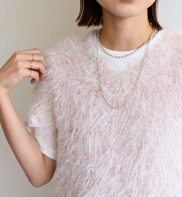 SHIPS for women「【WEB限定】〈手洗い可能〉チュール フェザー MIX ニット ベスト」|ベスト・ジレ|