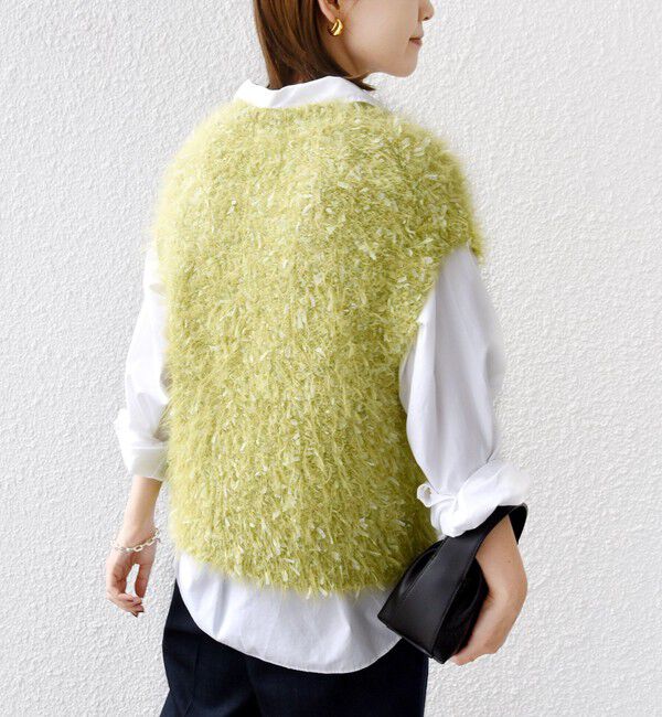 SHIPS for women「【WEB限定】〈手洗い可能〉チュール フェザー MIX ニット ベスト」|ベスト・ジレ|