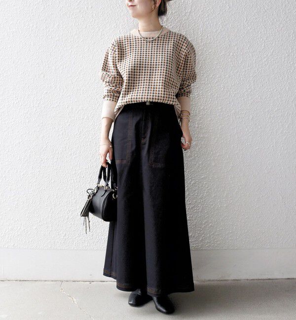 SHIPS any「SHIPS any:〈手洗い可能〉モールヤーン クルーネック ロゴ 千鳥柄 プルオーバー」|ニット・セーター|