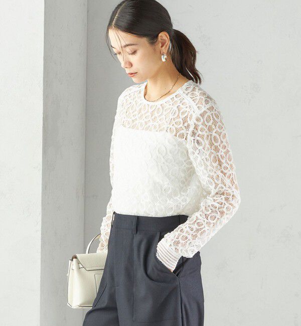 SHIPS for women「〈手洗い可能〉トゥワール コード レース ブラウス（ホワイト）」|シャツ・ブラウス|