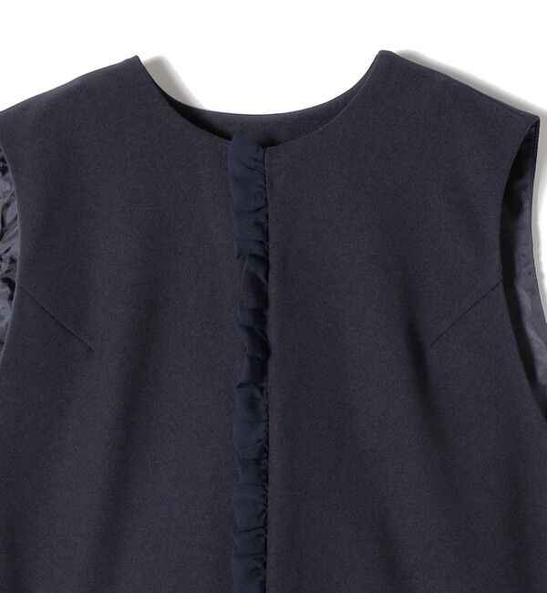 SHIPS for women「【SHIPS別注】kaene:〈洗濯機可能〉ダンボール フリル ロング ジレ（セレモニー対応可）」|ベスト・ジレ|