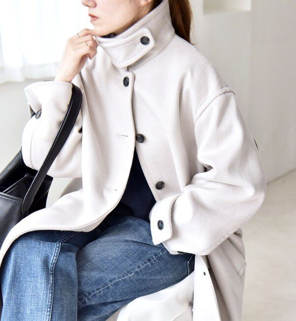 quaranciel「quaranciel: PURE WOOL スタンド & ステンカラー ロング コート」|ステンカラーコート|