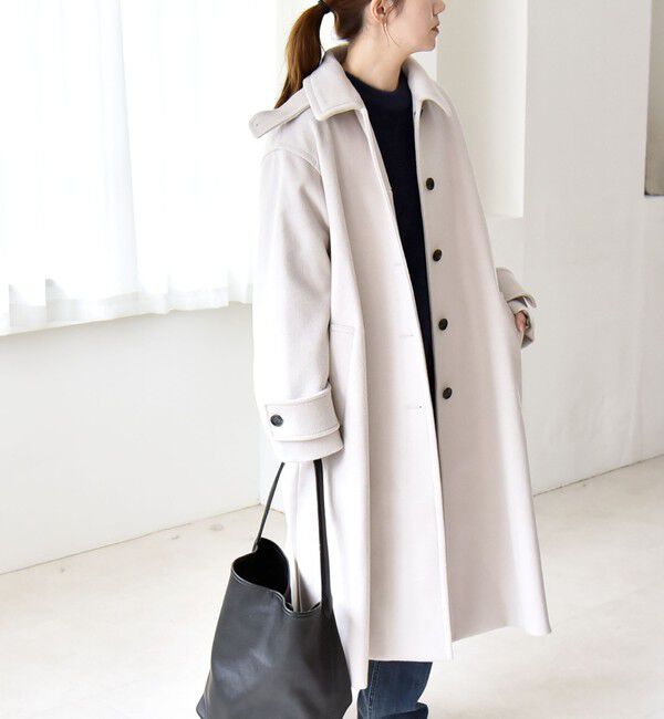 quaranciel「quaranciel: PURE WOOL スタンド & ステンカラー ロング コート」|ステンカラーコート|