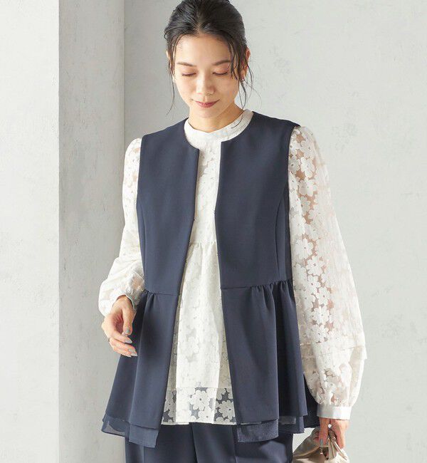 SHIPS for women「ダブル クロス レイヤード ペプラム ジレ（セレモニー対応可）」|ベスト・ジレ|