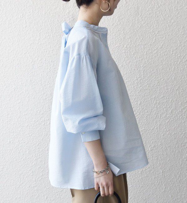 SHIPS any「SHIPS any:〈洗濯機可能〉サッカー バック リボン 配色 シャツ ブラウス」|シャツ・ブラウス|