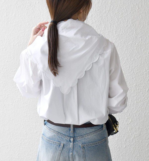 SHIPS any「SHIPS any:〈洗濯機可能〉スカラップ スカーフ付 バンドカラー シャツ」|シャツ・ブラウス|