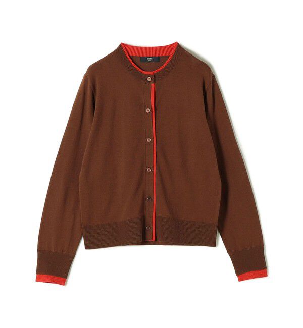 SHIPS Colors 「《予約》SHIPS Colors:〈手洗い可能〉配色 ニット クルーネック カーディガン◆」|カーディガン|ブラウン