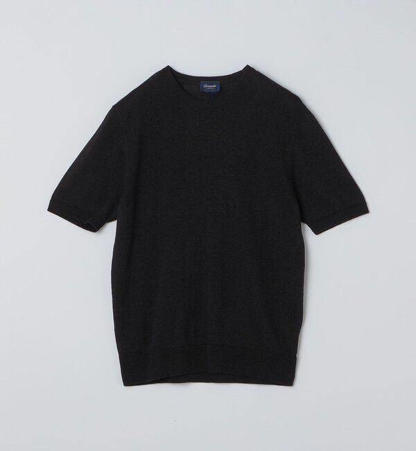 SHIPS「Drumohr: リネン コットン ガーメントダイ クルーネック ニット Tシャツ」|Tシャツ・カットソー|ブラック