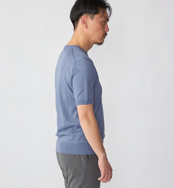 SHIPS「Drumohr: リネン コットン ガーメントダイ クルーネック ニット Tシャツ」|Tシャツ・カットソー|