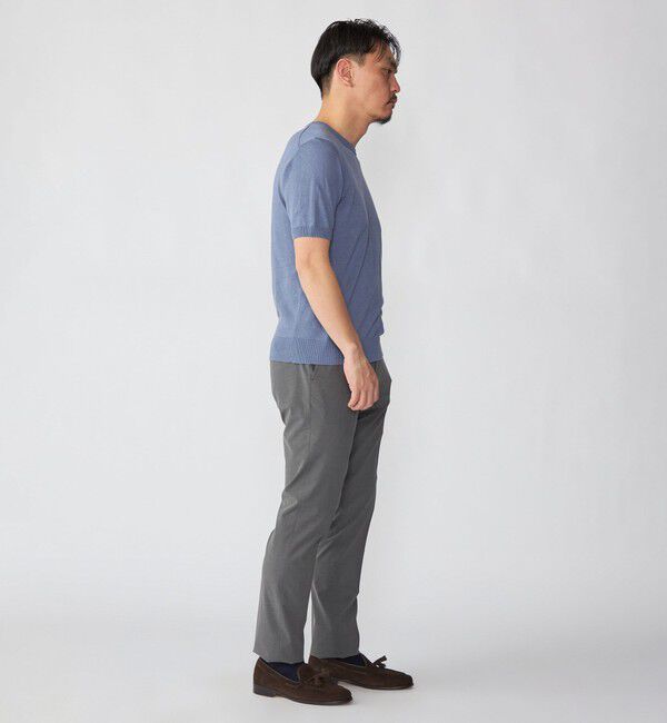 SHIPS「Drumohr: リネン コットン ガーメントダイ クルーネック ニット Tシャツ」|Tシャツ・カットソー|